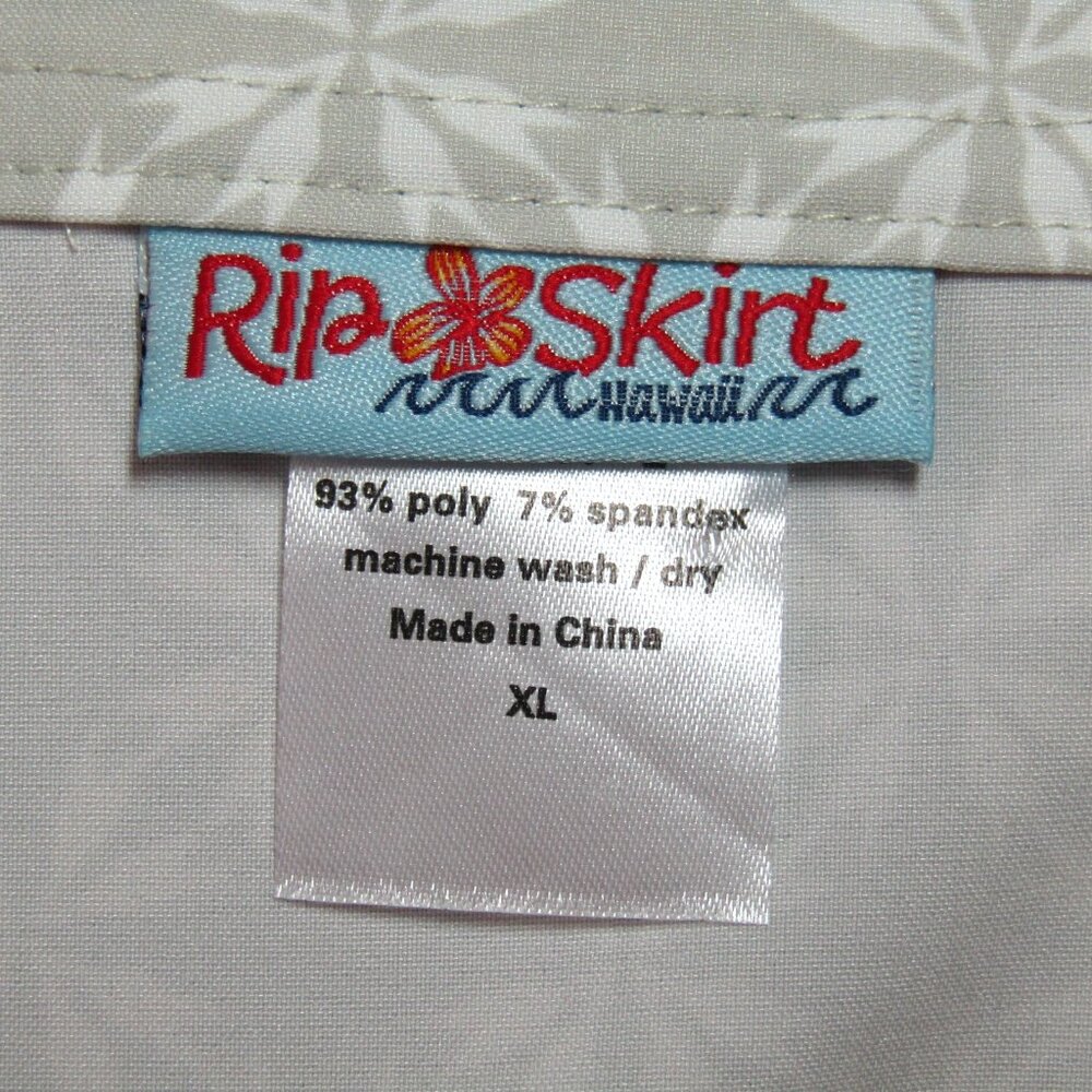 RipSkirt Hawaii Skirt Size XL Beige White Geometric Floral 19.5 In Length 2 Wrap - Picture 6 of 9